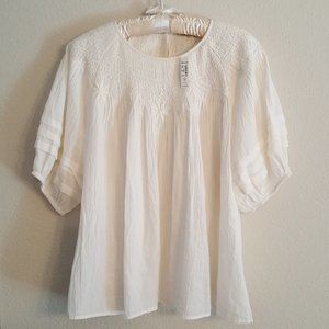 Madewell Embroidered Smocked Top Size L
